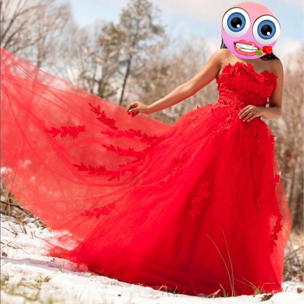 Red ballroom tulle gown